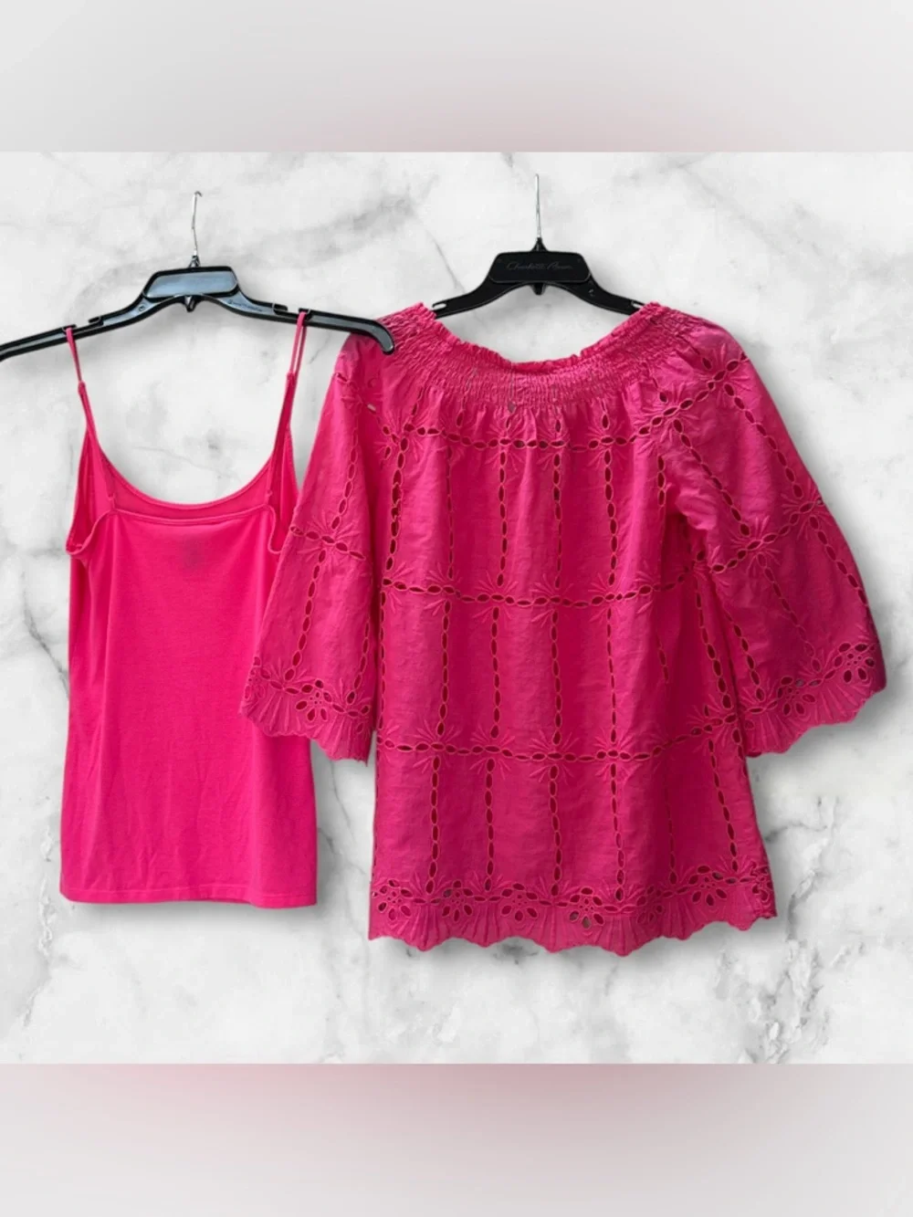 INC International Concepts Pink Eyelet Embroidered Boho Blouse and Cami Size 6